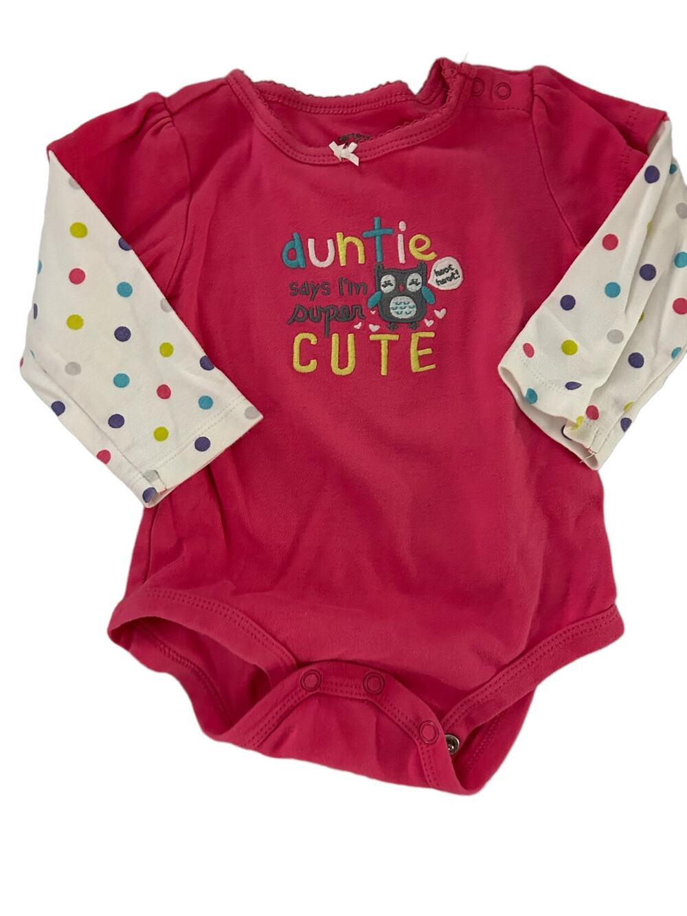 Carters Pink Auntie Owl Onesie size 12months